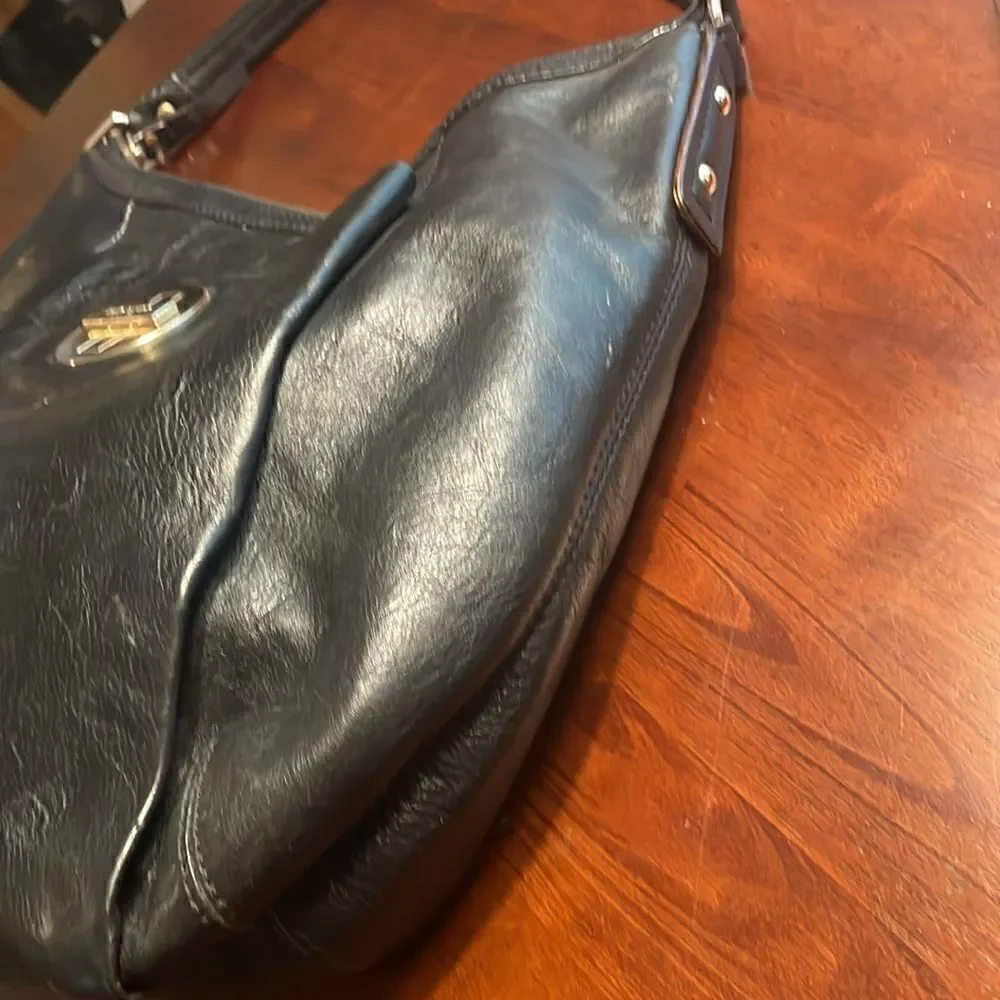 Kate Spade Womens Black Leather Large Classic Handbag Purse Polka dot Lined